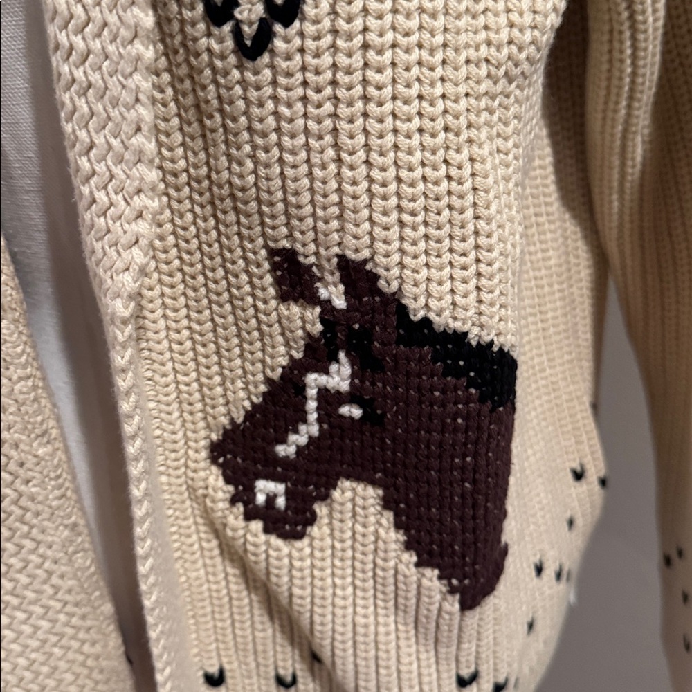 The Great. NWT The Horse Lodge Cardigan. Open cardigan with horse motif - Picture 11 of 12